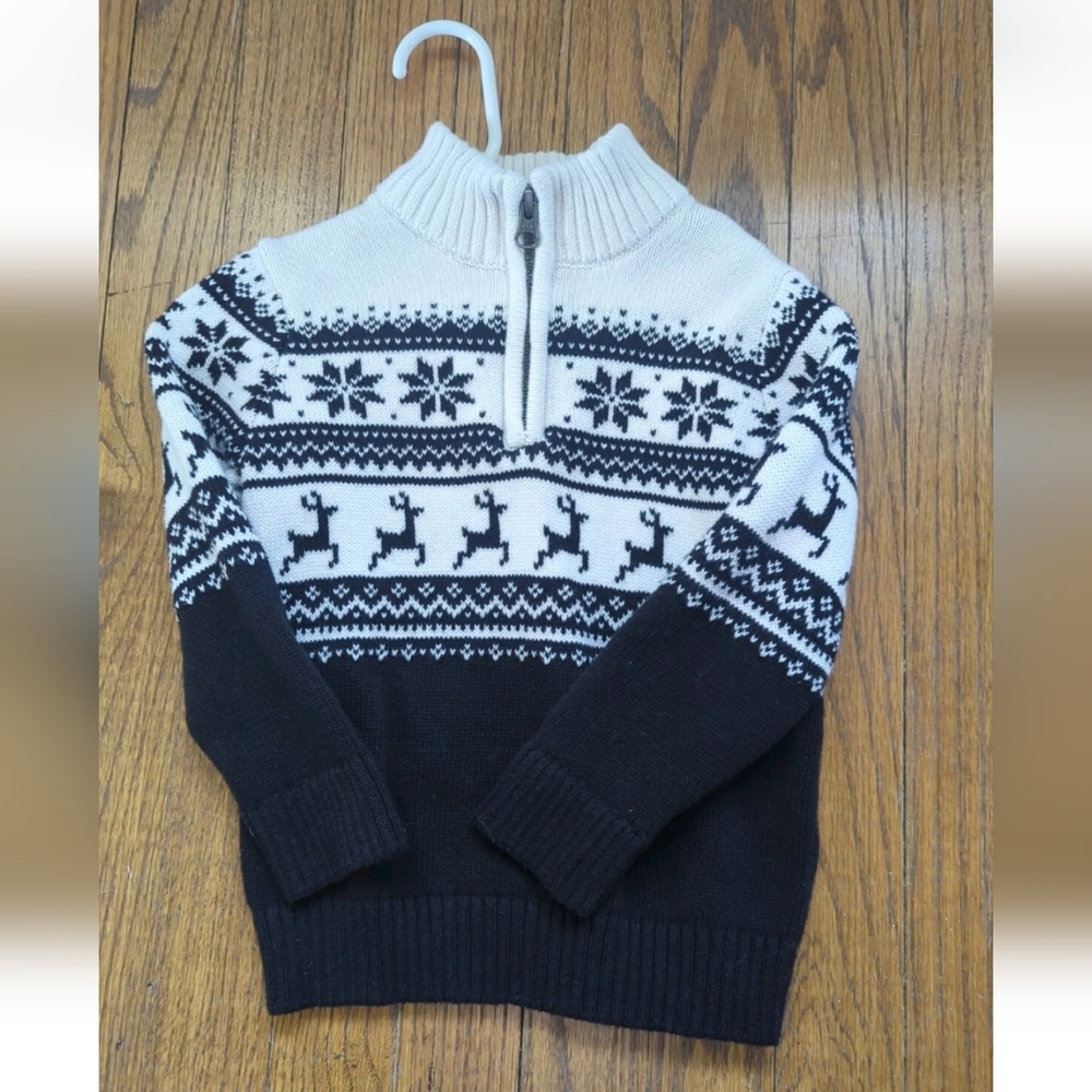 The Children's Place Black and White Zip-Up Sweater